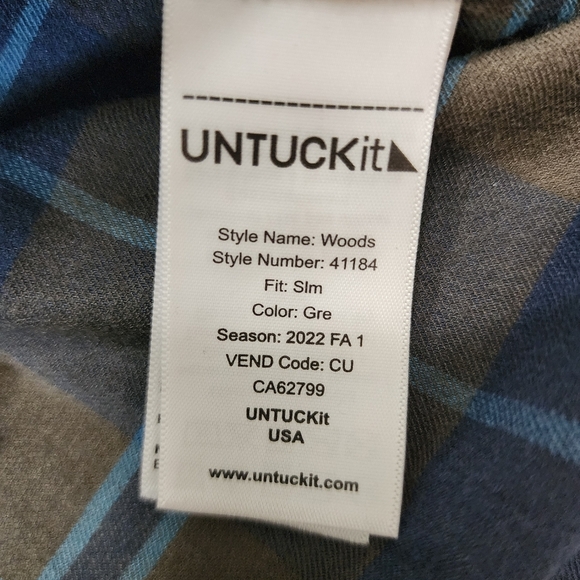 UNTUCKit Men's Blue and Brown Plaid Shirt Size M Smil Fit Button Up Longsleeves - Picture 3 of 9